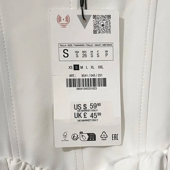 NWT! Zara White Corset Minimalist Coquette Formal Bridal Mini Dress Small - Picture 6 of 11